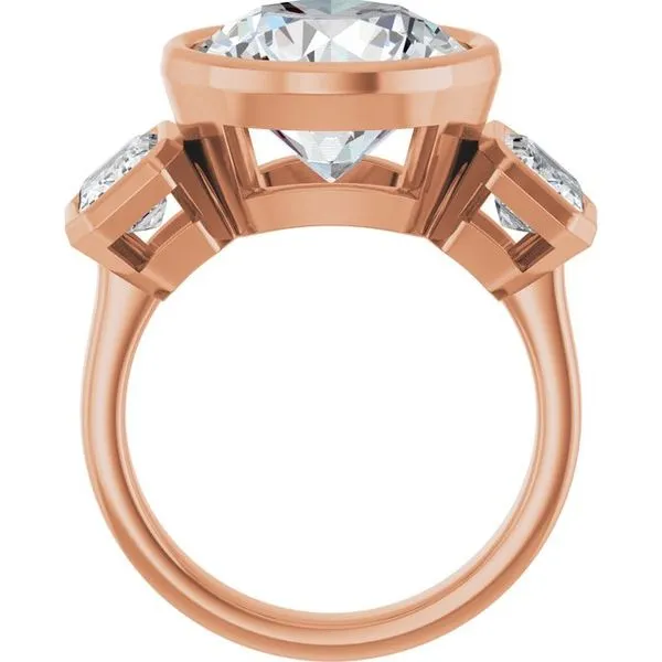 Bezel-Set Three-Stone Engagement Ring Image 2 Don's Jewelry & Design Washington, IA