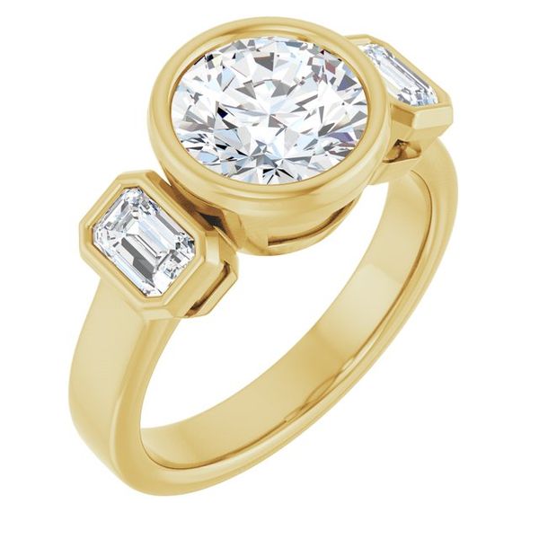 Bezel-Set Three-Stone Engagement Ring