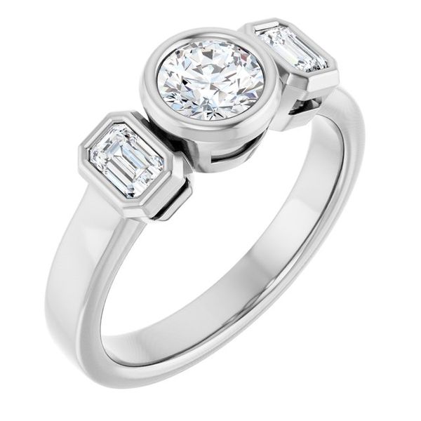Bezel-Set Three-Stone Engagement Ring