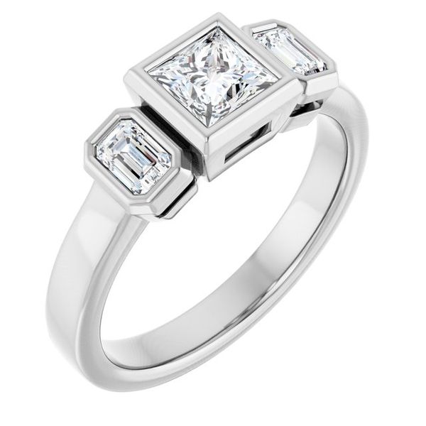 Bezel-Set Three-Stone Engagement Ring