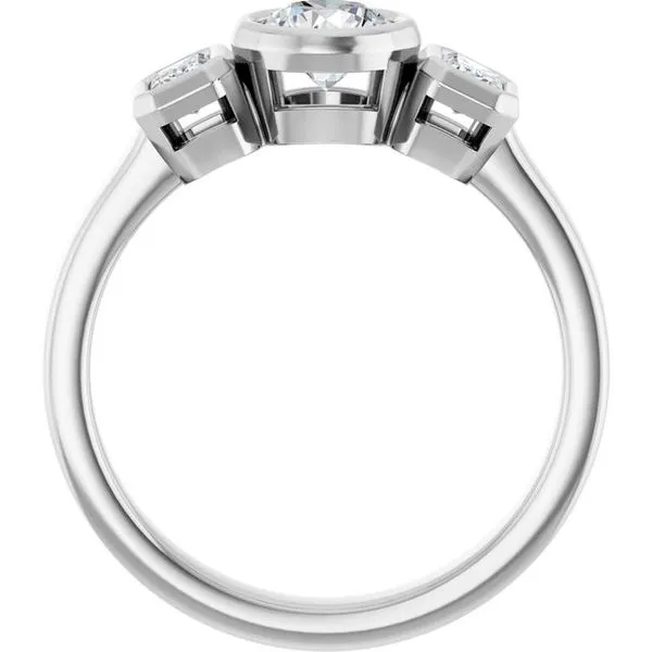 Bezel-Set Three-Stone Engagement Ring Image 2 Shipley's Fine Jewelry Hampstead, MD