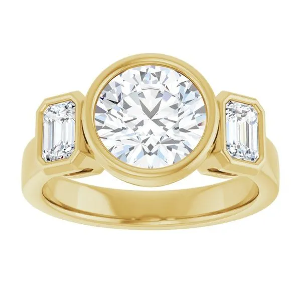 Bezel-Set Three-Stone Engagement Ring Image 3 Don's Jewelry & Design Washington, IA