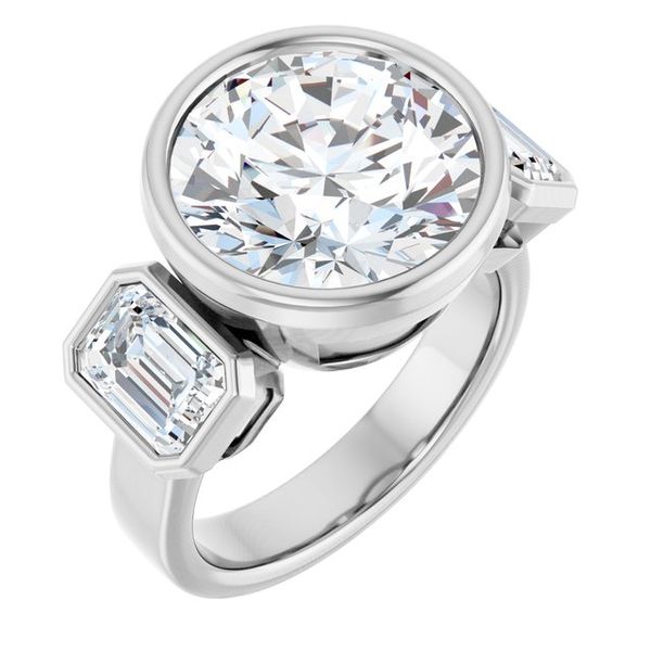 Bezel-Set Three-Stone Engagement Ring