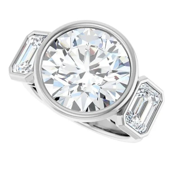 Bezel-Set Three-Stone Engagement Ring Image 5 Natale Jewelers Sewell, NJ
