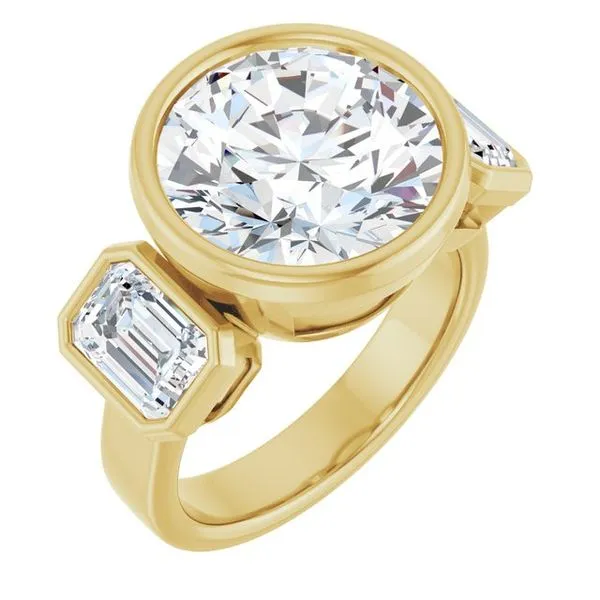 Bezel-Set Three-Stone Engagement Ring Don's Jewelry & Design Washington, IA