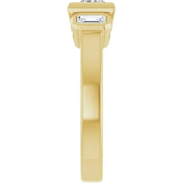 Bezel-Set Three-Stone Engagement Ring Image 4 J. West Jewelers Round Rock, TX