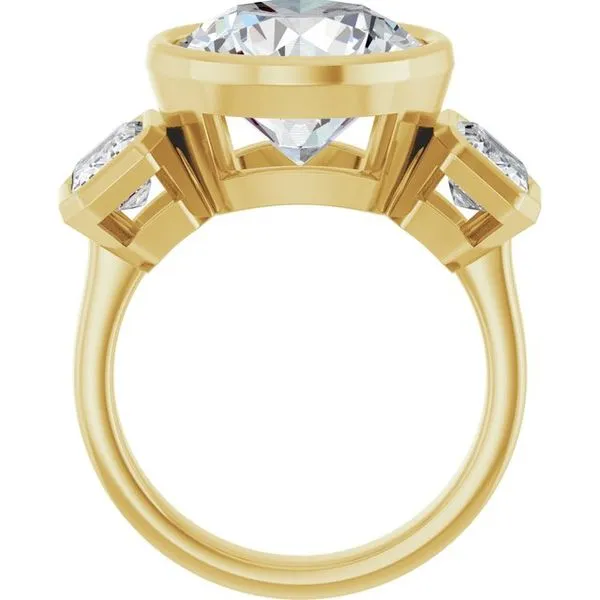 Bezel-Set Three-Stone Engagement Ring Image 2 Michael Szwed Jewelers Longmeadow, MA