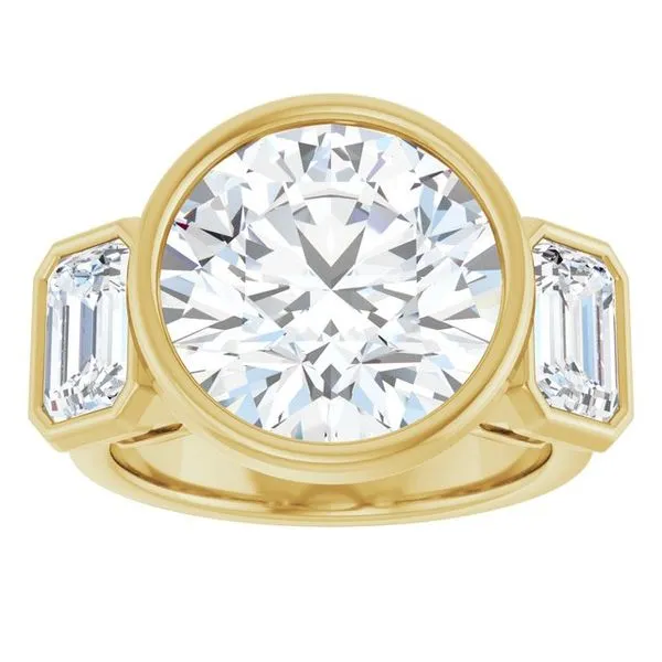 Bezel-Set Three-Stone Engagement Ring Image 3 Northwood Jewelers Northwood, OH