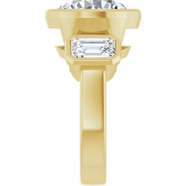 Bezel-Set Three-Stone Engagement Ring Image 4 Clater Jewelers Louisville, KY