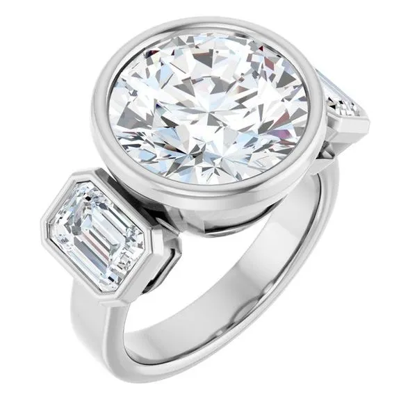 Bezel-Set Three-Stone Engagement Ring Hudson Valley Goldsmith New Paltz, NY