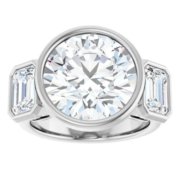 Bezel-Set Three-Stone Engagement Ring Image 3 Don's Jewelry & Design Washington, IA