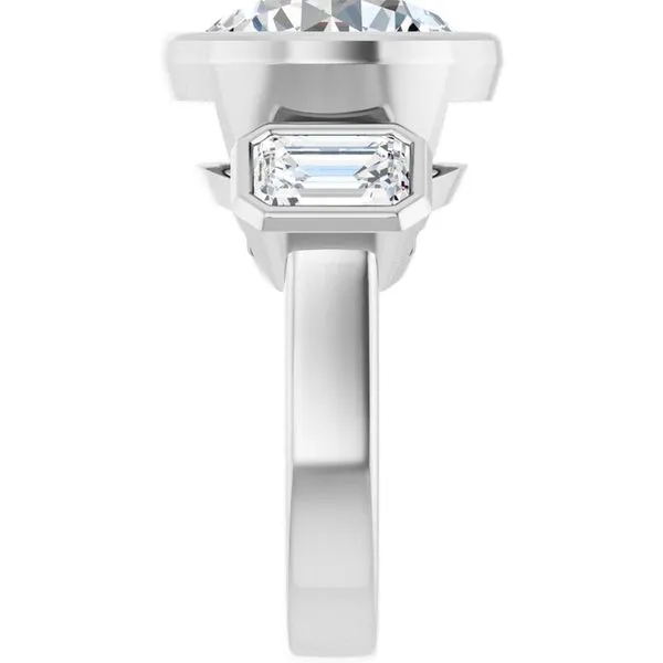 Bezel-Set Three-Stone Engagement Ring Image 4 Shipley's Fine Jewelry Hampstead, MD