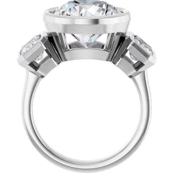 Bezel-Set Three-Stone Engagement Ring Image 2 JF Jones Jewelers Rochester, NY