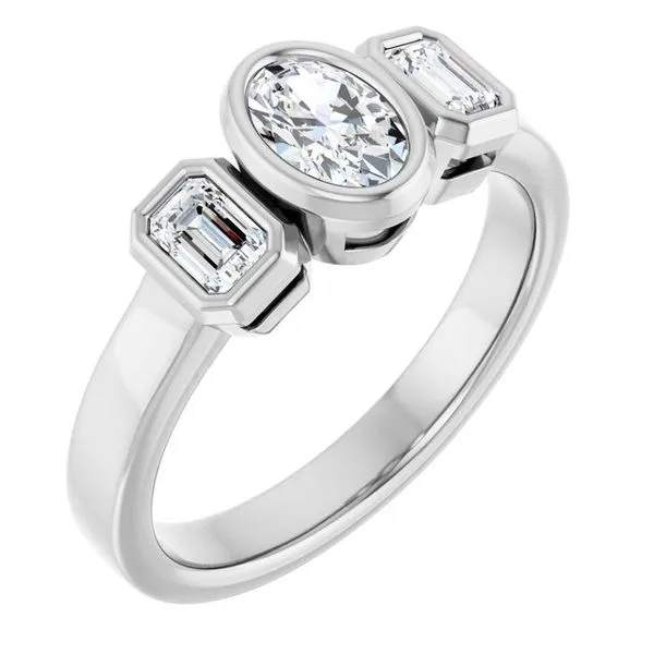 Bezel-Set Three-Stone Engagement Ring Hudson Valley Goldsmith New Paltz, NY