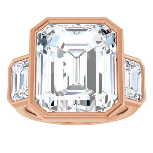 Bezel-Set Three-Stone Engagement Ring Image 3 J. Thomas Jewelers Rochester Hills, MI