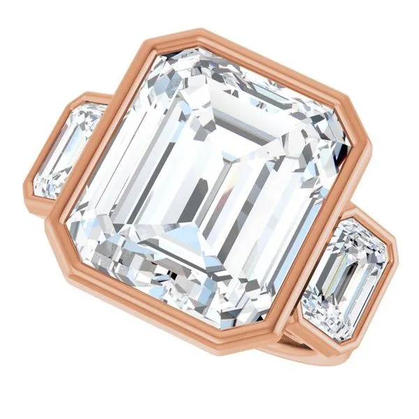 Bezel-Set Three-Stone Engagement Ring Image 5 The Jewelry Source El Segundo, CA