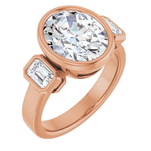 Bezel-Set Three-Stone Engagement Ring