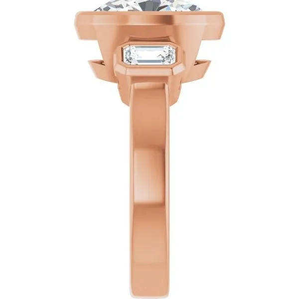 Bezel-Set Three-Stone Engagement Ring Image 4 Raleigh Diamond Fine Jewelry Raleigh, NC