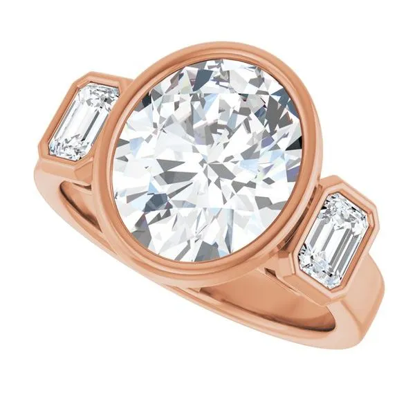 Bezel-Set Three-Stone Engagement Ring Image 5 Don's Jewelry & Design Washington, IA