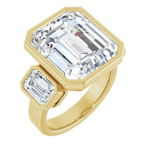 Bezel-Set Three-Stone Engagement Ring Mark Jewellers La Crosse, WI