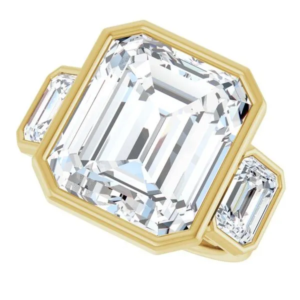 Bezel-Set Three-Stone Engagement Ring Image 5 Hudson Valley Goldsmith New Paltz, NY