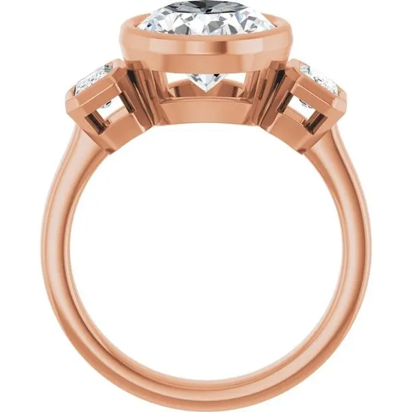 Bezel-Set Three-Stone Engagement Ring Image 2 JF Jones Jewelers Rochester, NY