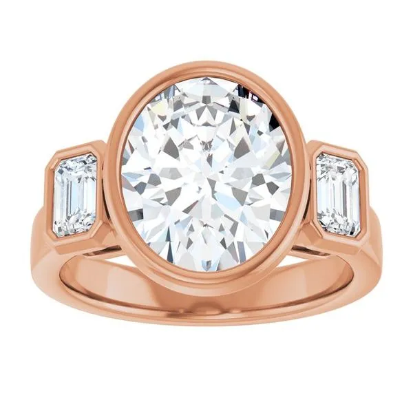 Bezel-Set Three-Stone Engagement Ring Image 3 Raleigh Diamond Fine Jewelry Raleigh, NC