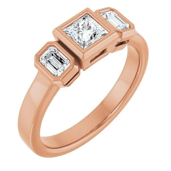 Bezel-Set Three-Stone Engagement Ring Paul James Jewelers Angels Camp, CA