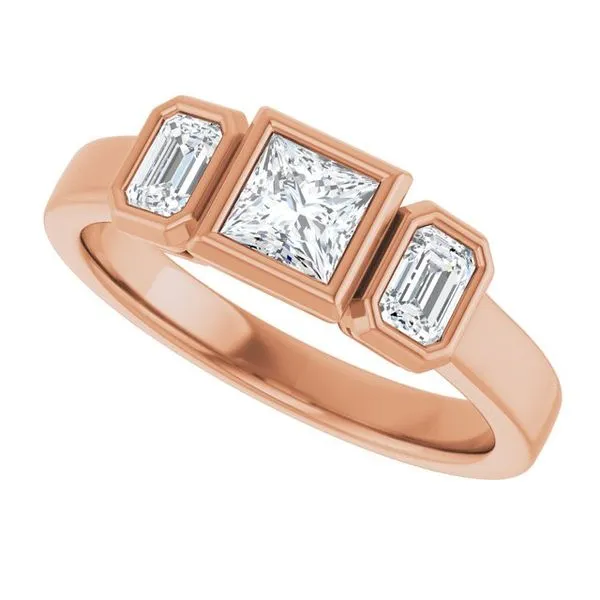 Bezel-Set Three-Stone Engagement Ring Image 5 Shipley's Fine Jewelry Hampstead, MD