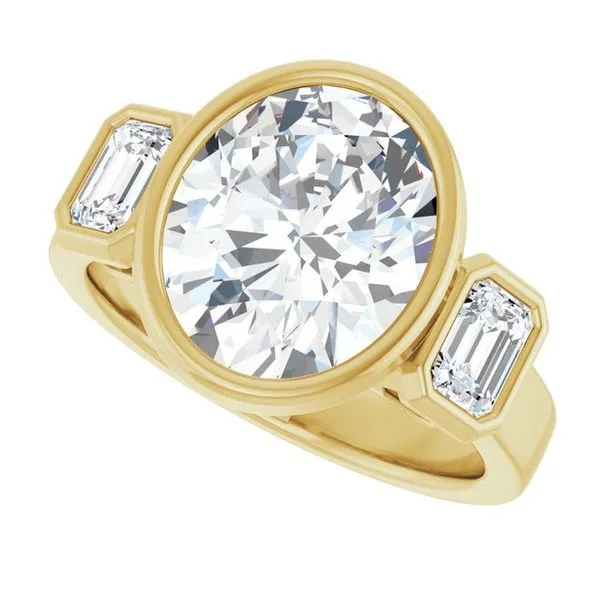 Bezel-Set Three-Stone Engagement Ring Image 5 Hudson Valley Goldsmith New Paltz, NY