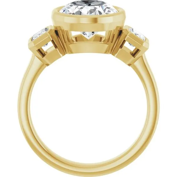 Bezel-Set Three-Stone Engagement Ring Image 2 Paul James Jewelers Angels Camp, CA