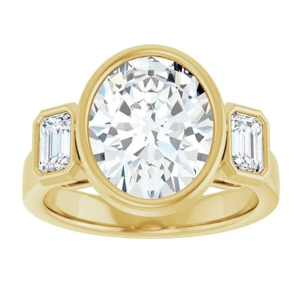 Bezel-Set Three-Stone Engagement Ring Image 3 Futer Bros Jewelers York, PA