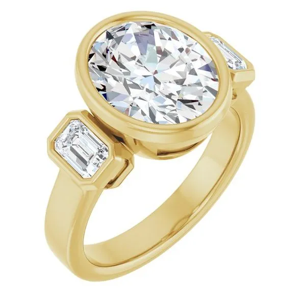 Bezel-Set Three-Stone Engagement Ring House of Silva Wooster, OH