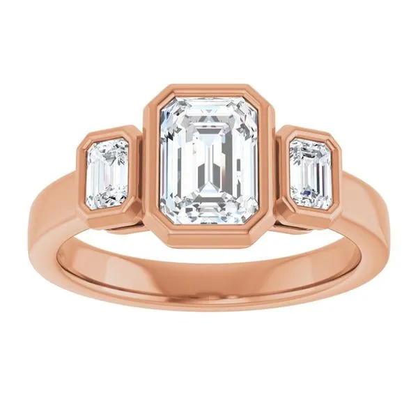 Bezel-Set Three-Stone Engagement Ring Image 3 Don's Jewelry & Design Washington, IA