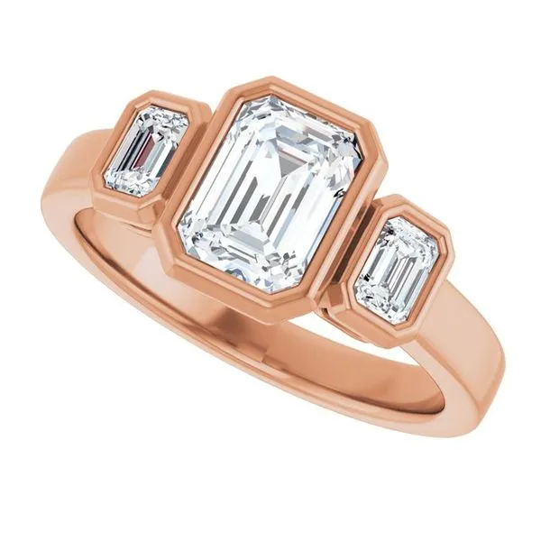 Bezel-Set Three-Stone Engagement Ring Image 5 Hudson Valley Goldsmith New Paltz, NY