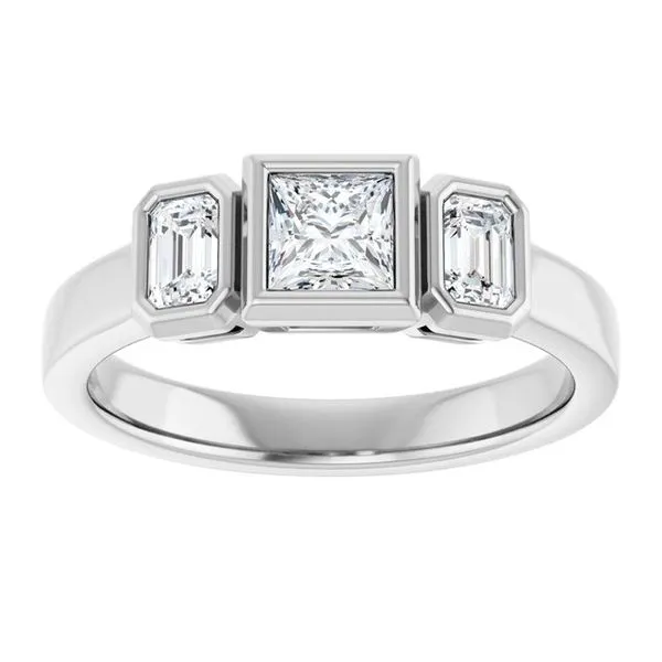 Bezel-Set Three-Stone Engagement Ring Image 3 Futer Bros Jewelers York, PA