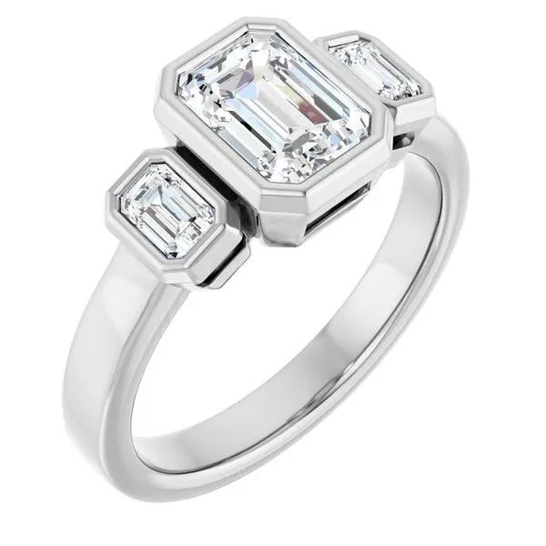 Bezel-Set Three-Stone Engagement Ring The Jewelry Source El Segundo, CA