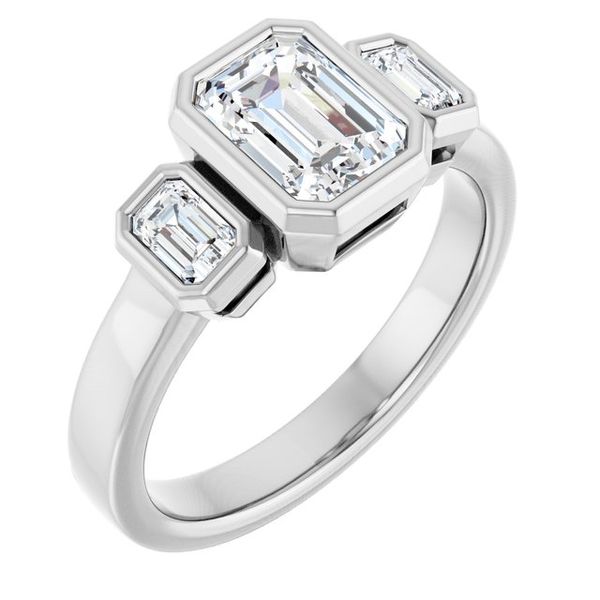 Bezel-Set Three-Stone Engagement Ring