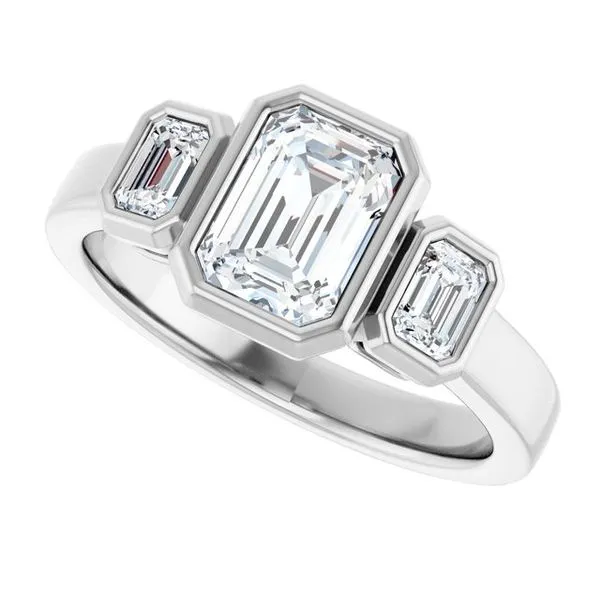 Bezel-Set Three-Stone Engagement Ring Image 5 Clater Jewelers Louisville, KY