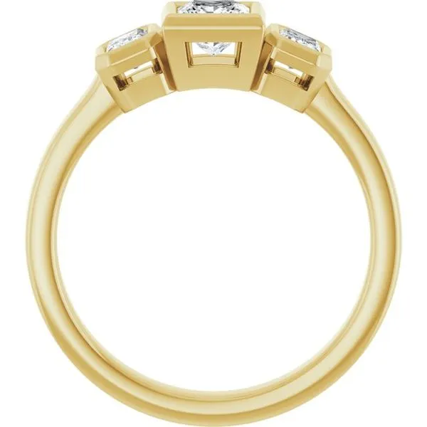 Bezel-Set Three-Stone Engagement Ring Image 2 Michael Szwed Jewelers Longmeadow, MA