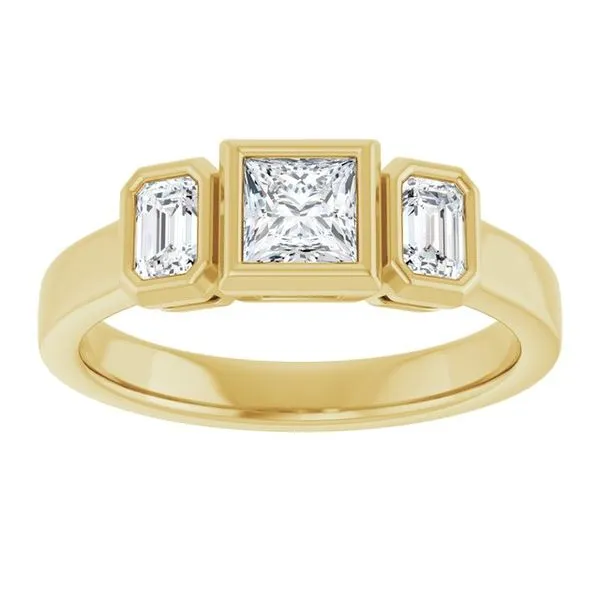 Bezel-Set Three-Stone Engagement Ring Image 3 Futer Bros Jewelers York, PA