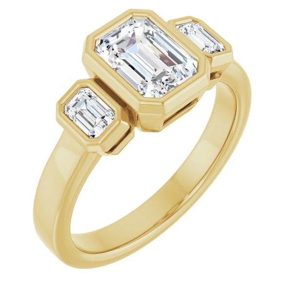 Bezel-Set Three-Stone Engagement Ring