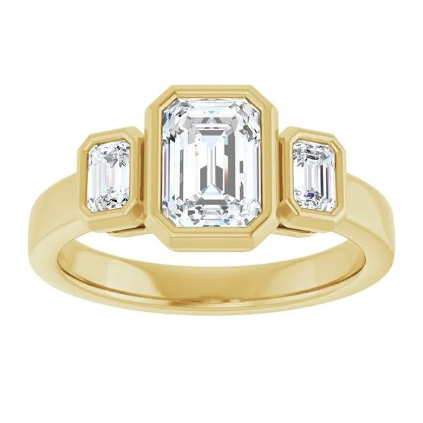 Bezel-Set Three-Stone Engagement Ring Image 3 Shipley's Fine Jewelry Hampstead, MD