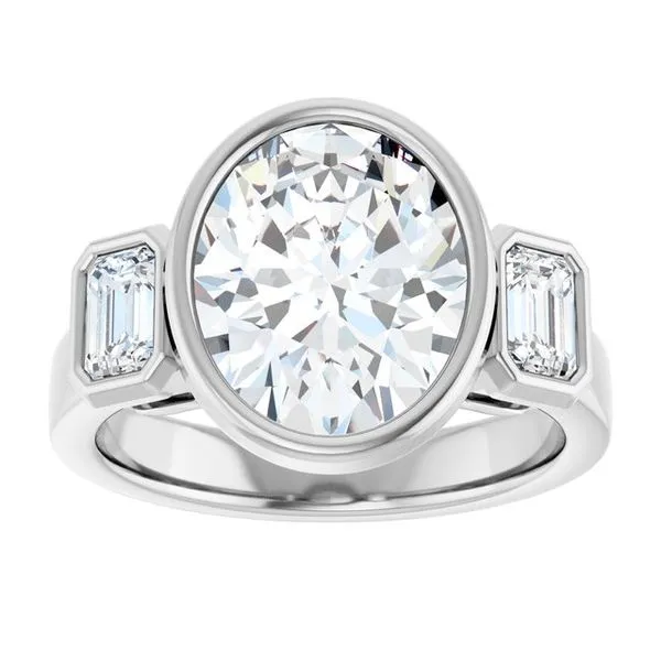 Bezel-Set Three-Stone Engagement Ring Image 3 Paul James Jewelers Angels Camp, CA