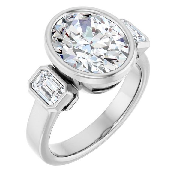 Bezel-Set Three-Stone Engagement Ring