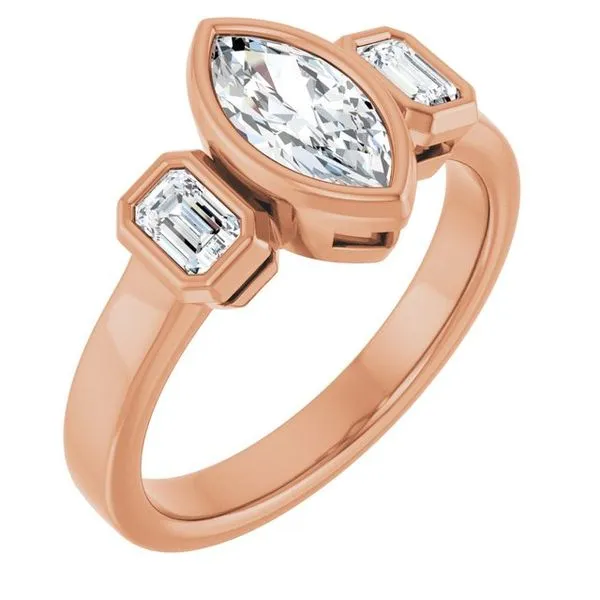 Bezel-Set Three-Stone Engagement Ring Northwood Jewelers Northwood, OH