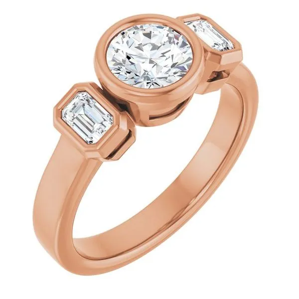 Bezel-Set Three-Stone Engagement Ring Stuart Benjamin & Co. Jewelry Designs San Diego, CA
