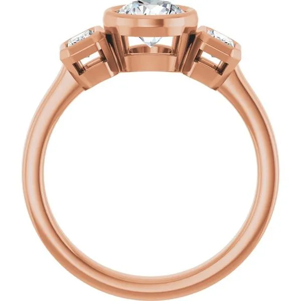 Bezel-Set Three-Stone Engagement Ring Image 2 House of Silva Wooster, OH