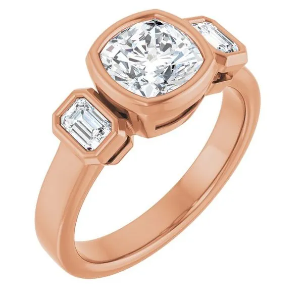 Bezel-Set Three-Stone Engagement Ring Stuart Benjamin & Co. Jewelry Designs San Diego, CA