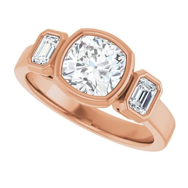 Bezel-Set Three-Stone Engagement Ring Image 5 Hudson Valley Goldsmith New Paltz, NY